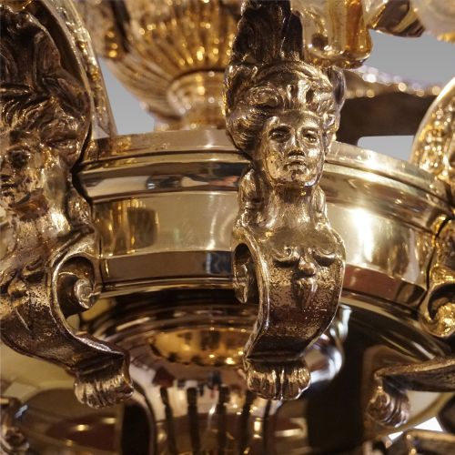 fig 1. Pair of antique bronze chandeliers