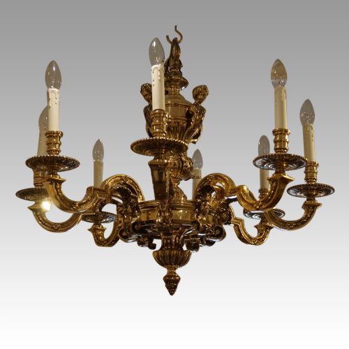 fig 7. Pair of antique bronze chandeliers