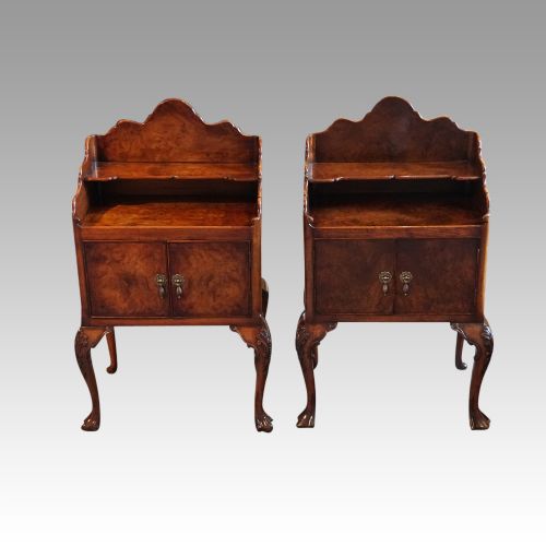 Matched Pair Walnut Bedside Cabinets Circa 1920