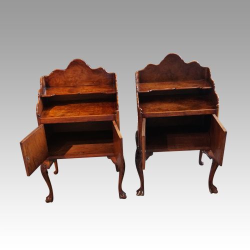 fig 2. Matched pair walnut bedside cabinets circa 1920