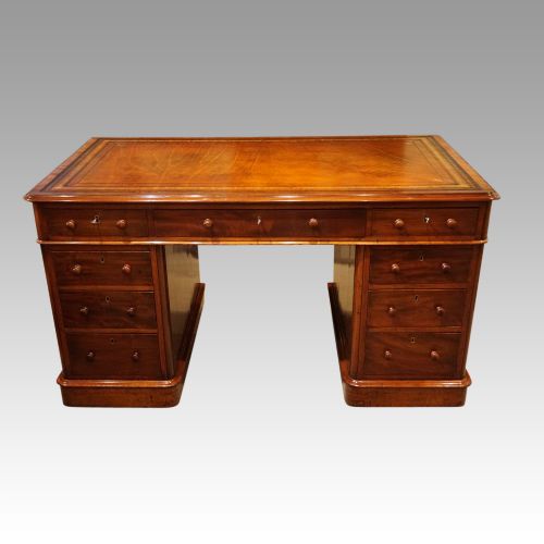 fig 2. Antique Victorian mahogany pedestal desk