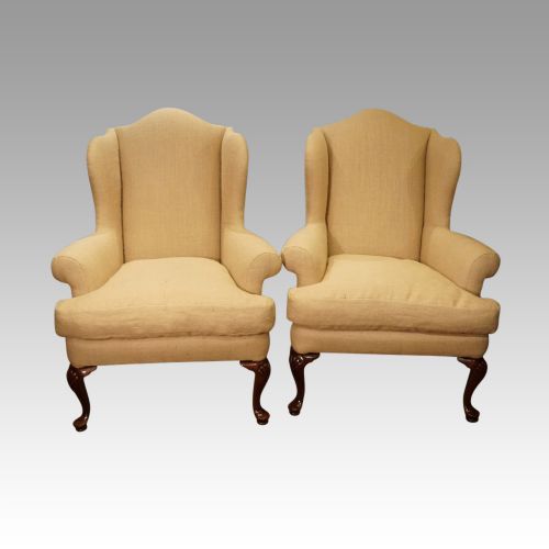 Pair of Queen Anne Style Wingchairs