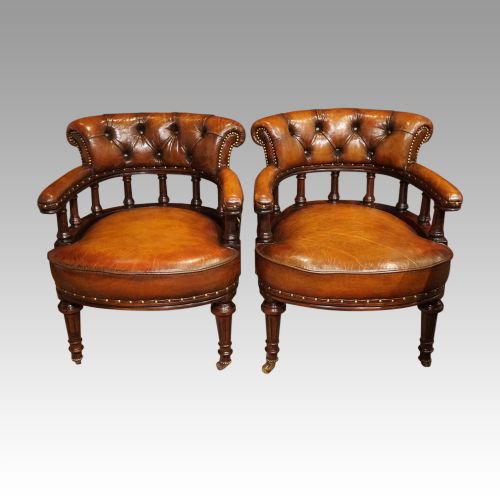 Pair of Victorian Leather Desk Chairs