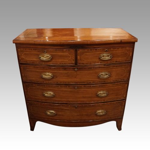 Regency Inlaid Bow Fronted Chest