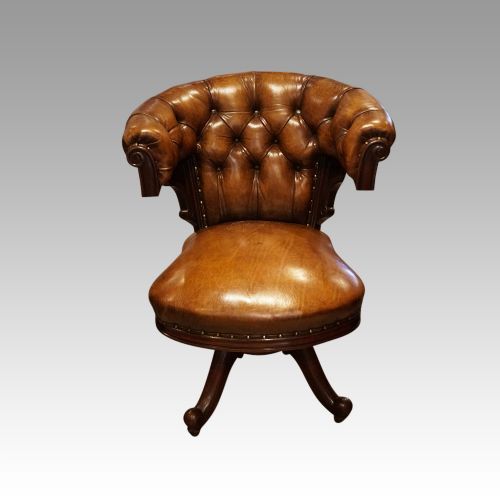 Victorian Leather Revolving Desk Chair