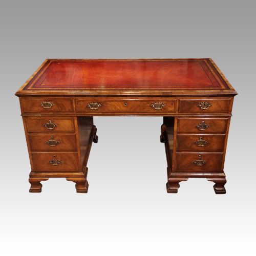 Walnut Pedestal Desk by Waring and Gillow