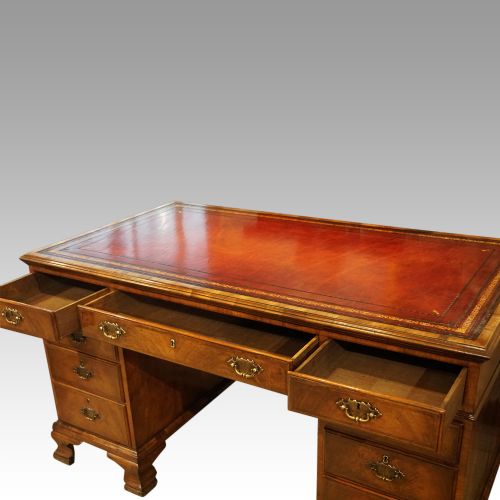 fig 2. Walnut pedestal desk by Waring and Gillow