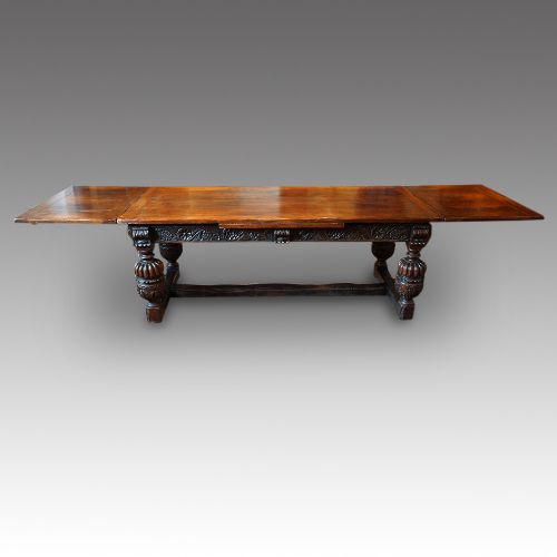 Antique Oak Large Draw Leaf Dining Table