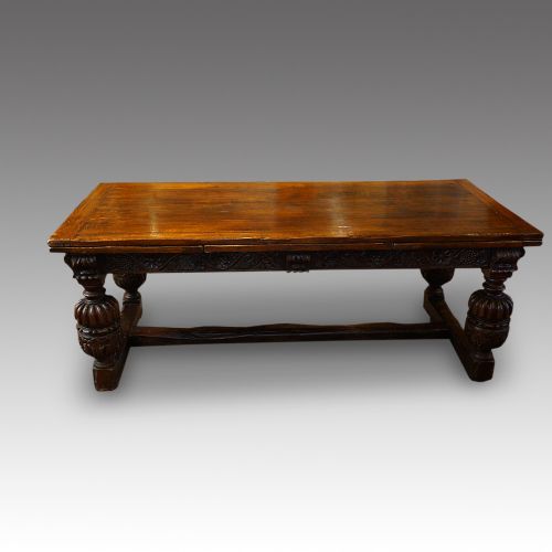 fig 1. Antique oak large draw leaf dining table