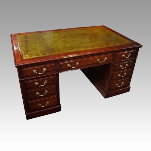 fig 1. Edwardian mahogany large pedestal desk