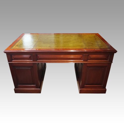 fig 6. Edwardian mahogany large pedestal desk