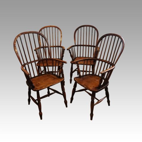 Set of 4 Antique Stick Back Armchairs