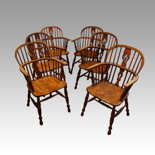 Set of 6 19thc Windsor Armchairs