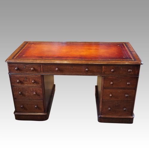 Victorian Oak Pedestal Desk