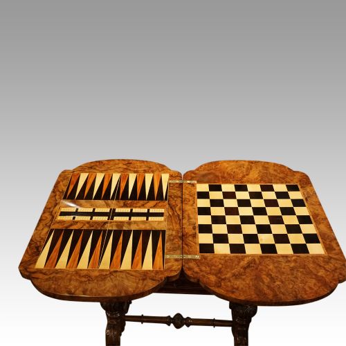 fig 2. Victorian inlaid walnut backgammon table