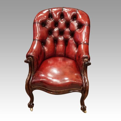 Victorian Red Leather Reading Chair