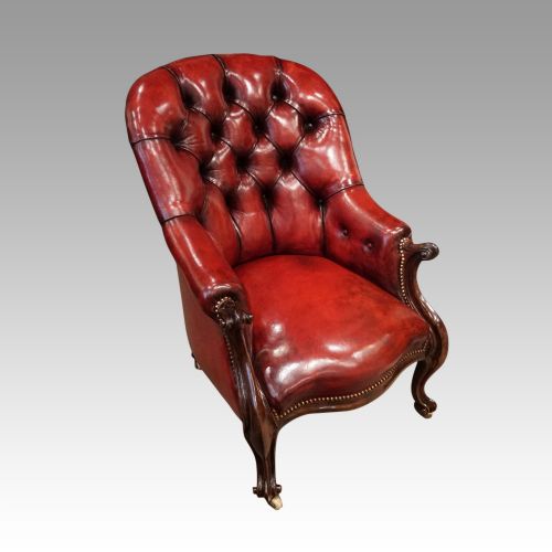 fig 1. Victorian red leather reading chair