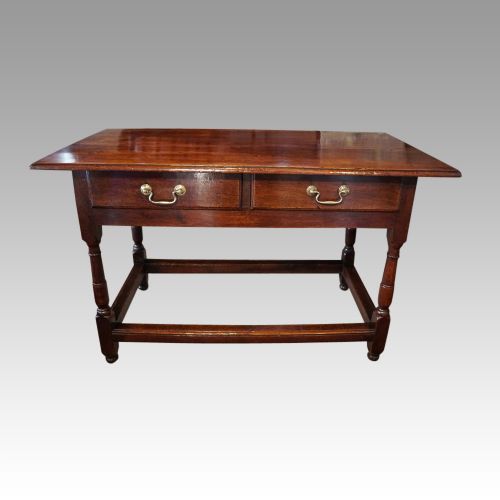 19thc Oak 2 Drawer Side Table