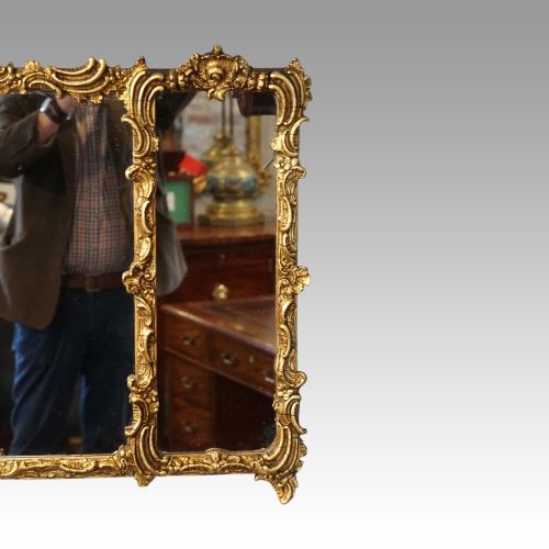 fig 3. Antique 3 plate gilt over mantle mirror