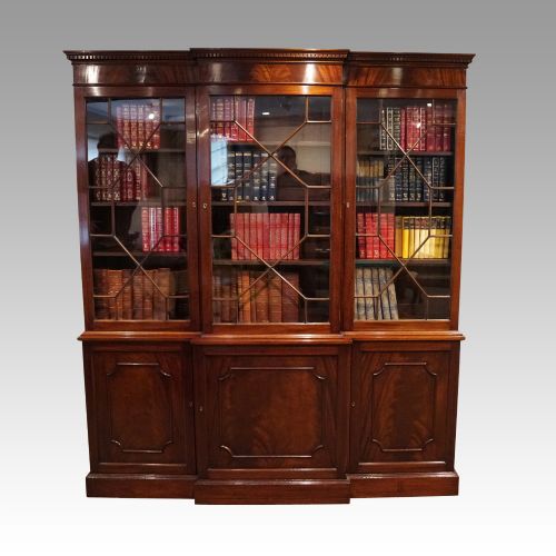 George VI Mahogany Breakfront Bookcase