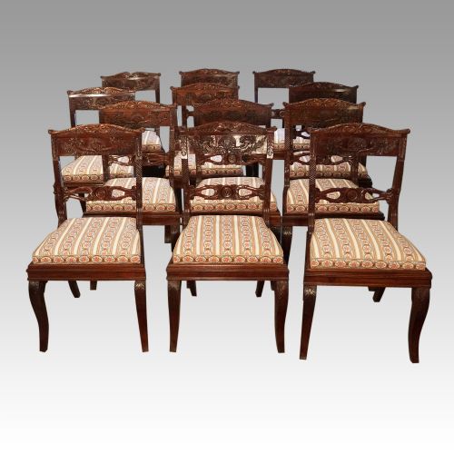Set 12 Mahogany Italian Dining Chairs