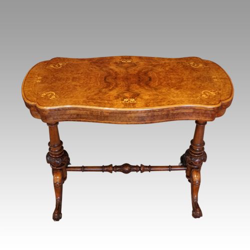 Victorian Inlaid Walnut Serpentine Card Table