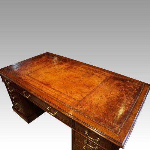 fig 4. Edwardian mahogany large pedestal desk