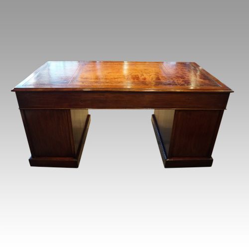 fig 6. Edwardian mahogany large pedestal desk