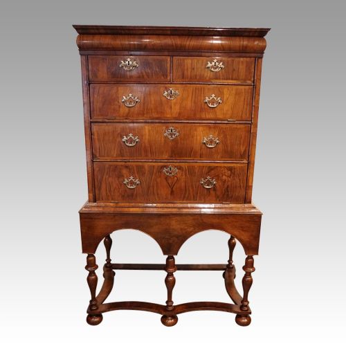 Queen Anne Walnut Drinks Cabinet on Stand