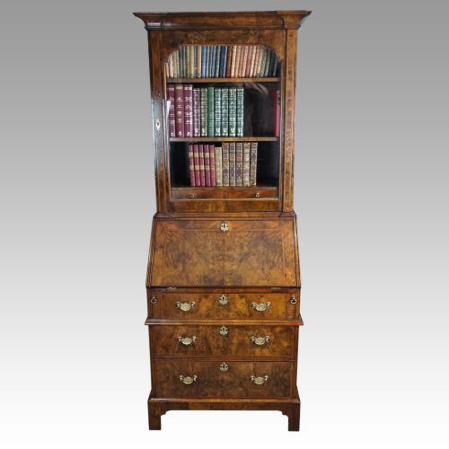 19thc. Walnut Bureau Bookcase