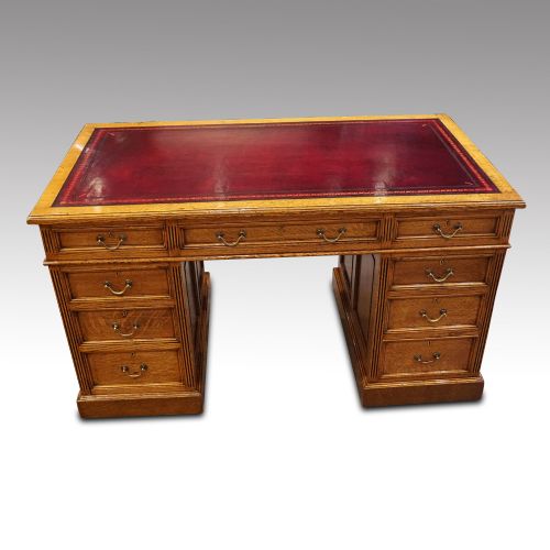 Victorian Oak Pedestal Desk