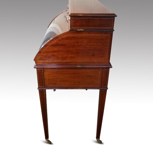 fig 3. Edwardian mahogany inlaid cylinder bureau