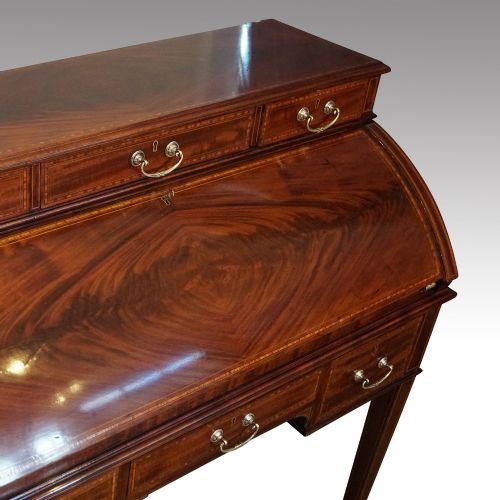 fig 7. Edwardian mahogany inlaid cylinder bureau