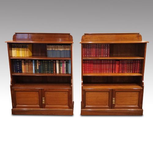 Pair of Edwardian Walnut Open Bookcases