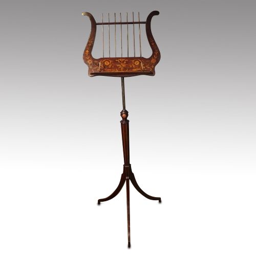 19thc. Inlaid Mahogany Music Stand