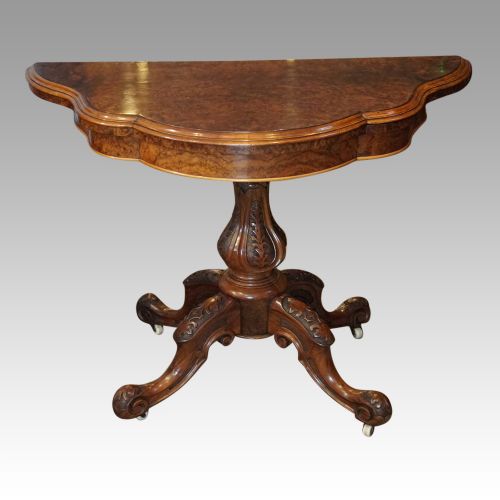 Victorian Burr Walnut Card Table