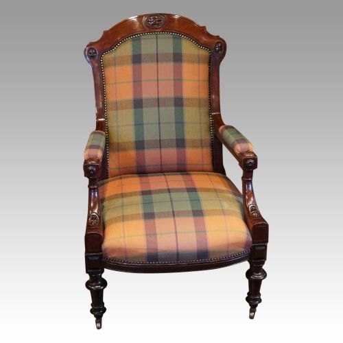 fig 3. Pair of Victorian mahogany easy armchairs