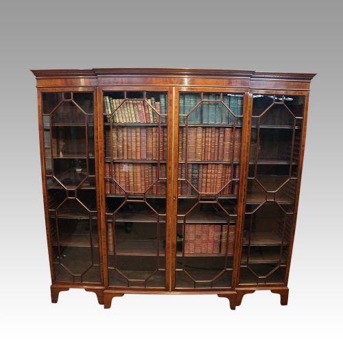 Edwardian Mahogany Breakfront Bookcase
