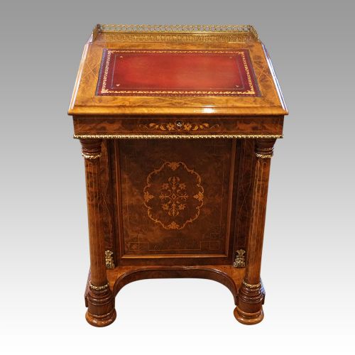 Victorian Walnut Inlaid Davenport Desk