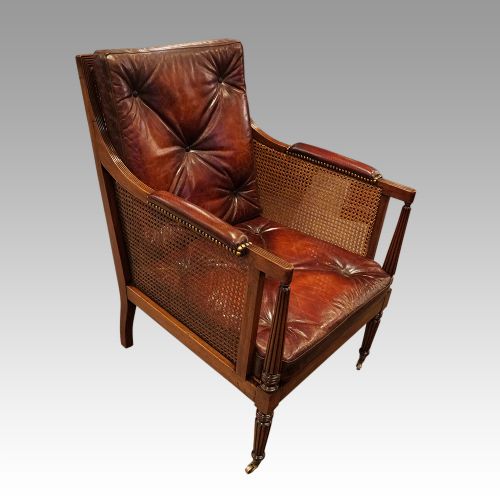 19thc. Mahogany Bergère Library Chair
