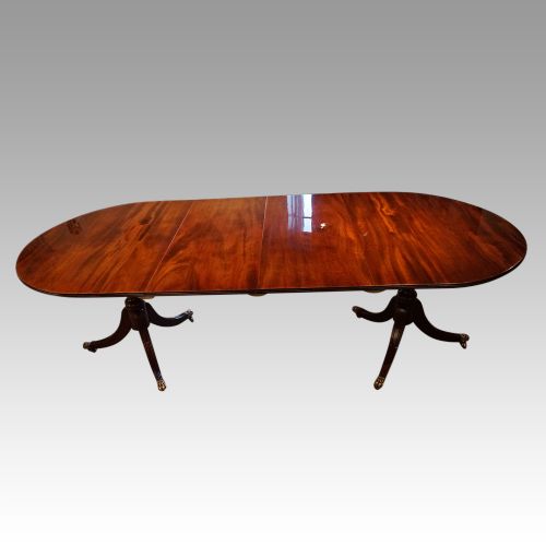 Georgian Style Mahogany Twin Pillar Dining Table