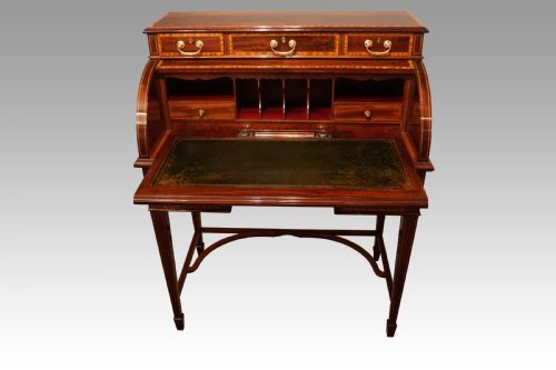 fig 2. Edwardian inlaid mahogany cylinder desk