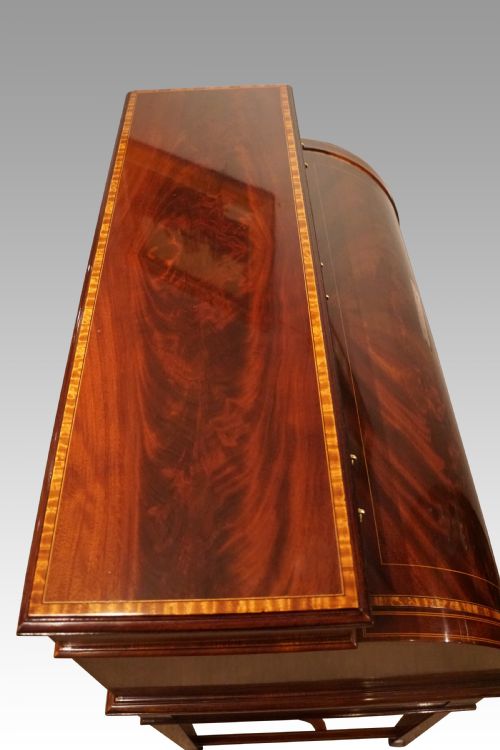 fig 9. Edwardian inlaid mahogany cylinder desk