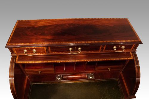 fig 10. Edwardian inlaid mahogany cylinder desk
