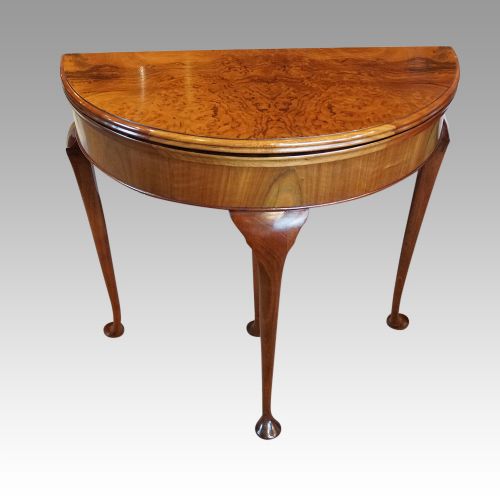 George V Walnut Demi Lune Card Table