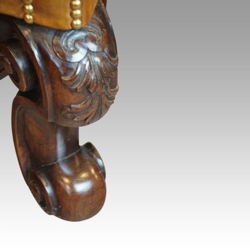 fig 4. Pair of leather club walnut wingchairs