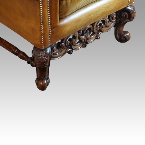 fig 5. Pair of leather club walnut wingchairs