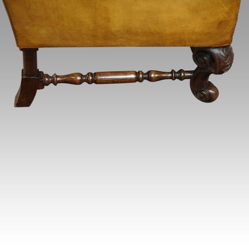 fig 7. Pair of leather club walnut wingchairs