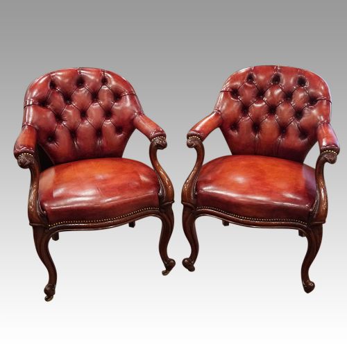 Pair of Victorian Leather Desk Chairs