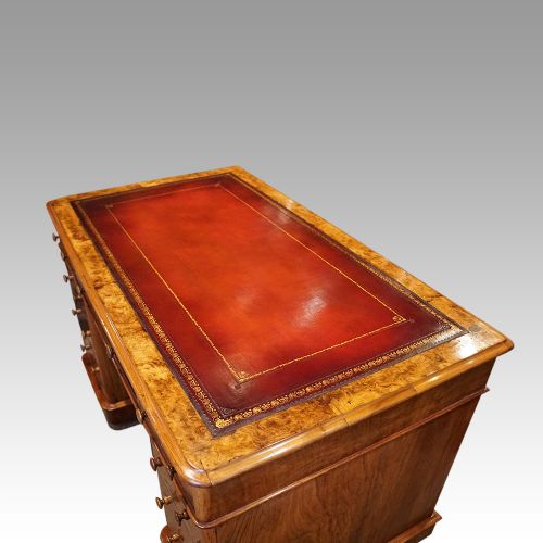 fig 1. Antique Victorian walnut pedestal desk